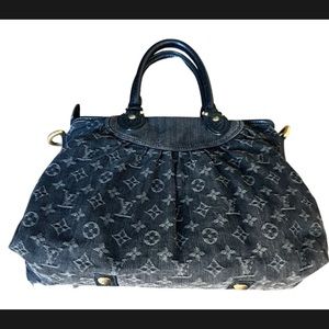 LOUIS VUITTON Monogram Black Denim NeoCabby Shoulder Bag with Crossbody Strap